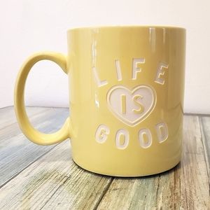 Life is good.  HOME yellow life is good.  Cute valentines day candy heart mug